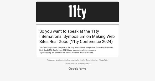 So you want to speak at the 11ty International Symposium on Making Web Sites Real Good